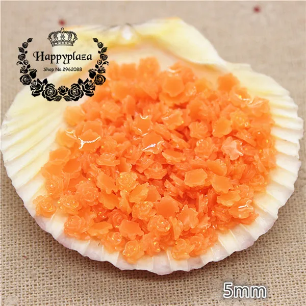 orange 500pcs 500 шт 5 мм красный/розовый/белый/фиолетовый/синий полимерный Блестящий маленький цветок плоский с оборота Кабошон DIY Ювелирные изделия/ремесло/украшение ногтей - Цвет: orange 500pcs