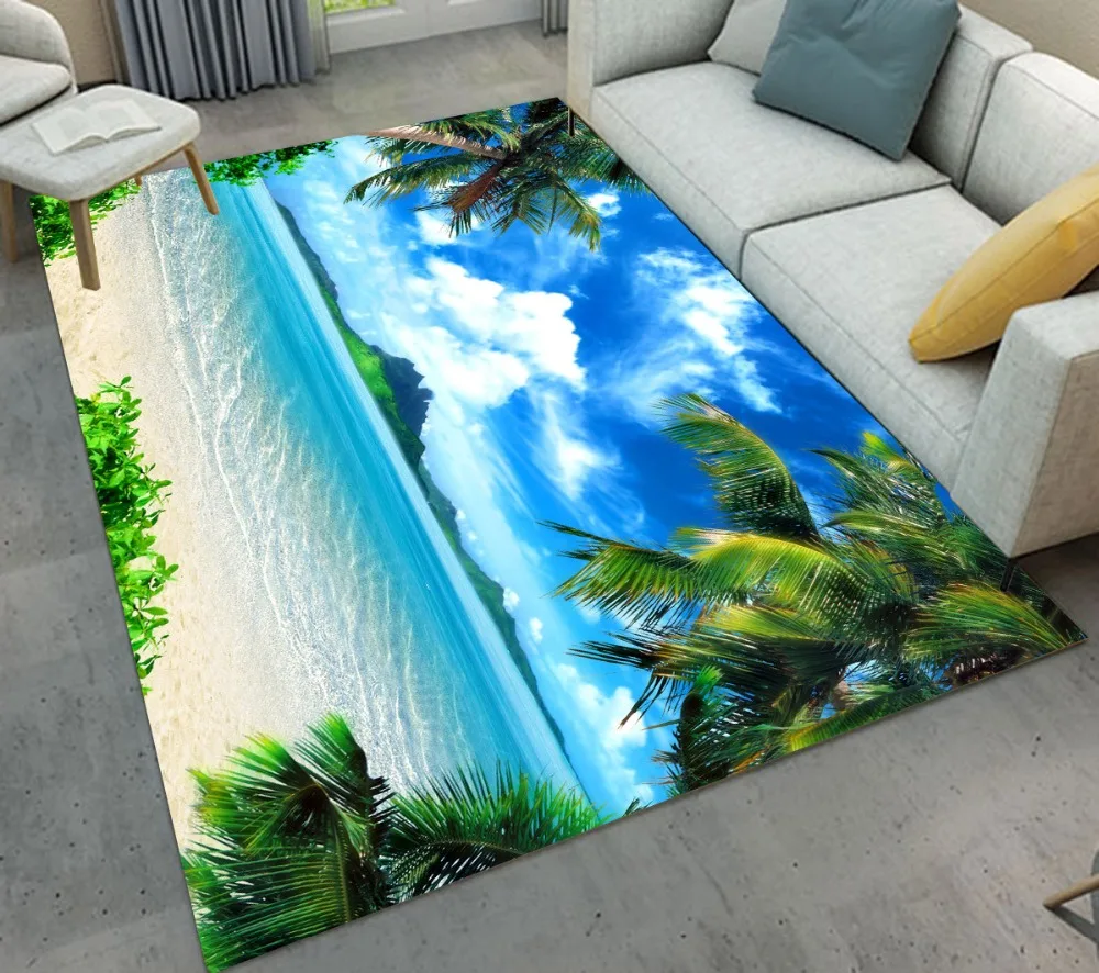 LB нескользящий коврик для кухни с голубым небом морем тропическим кокосовым