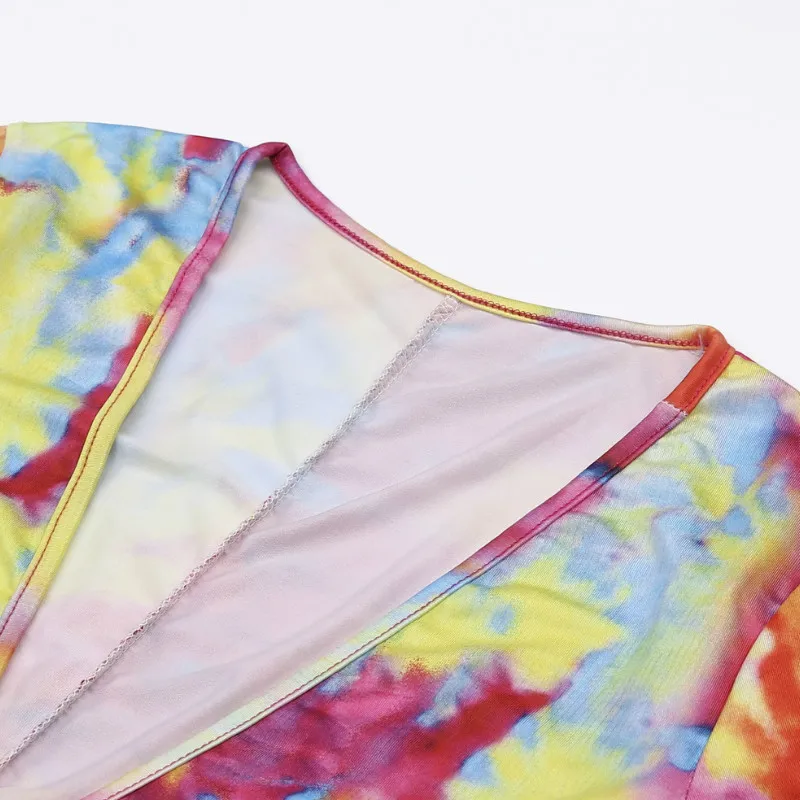 Спортивный костюм Tie dye Клубная одежда Облегающий комбинезон женская домашняя