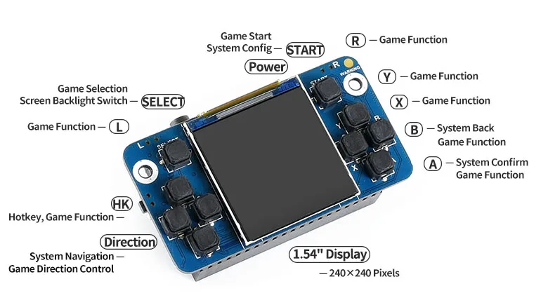Raspberry pi zero Game raspberry pi 1,54 дюймов ЖК-дисплей с зарядным наушником и функцией зуммера также для raspberry pi 3B+ zero W