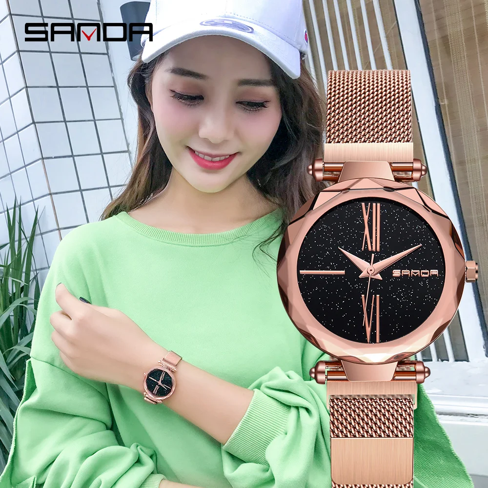 

SANDA brand luxury ladies watch high quality gold mesh dress dress women watch watch ladies watch Reloj Mujer