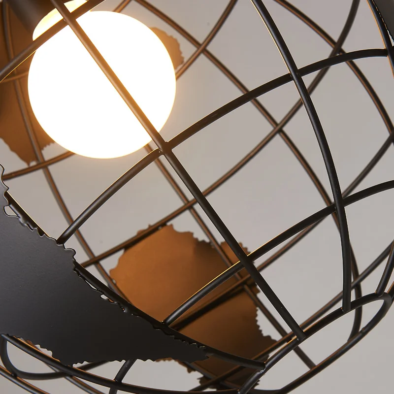 Nordic loft retro industrial Iron globe circular single-head chandelier Restaurant Bar Cafe lamp | Лампы и освещение