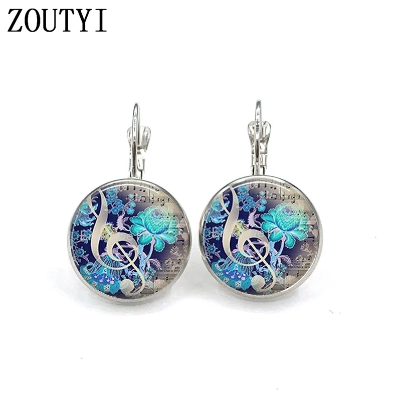 Новинка/гламур DIY Модные Ноты фото узор Выпуклое стекло инкрустация серьги