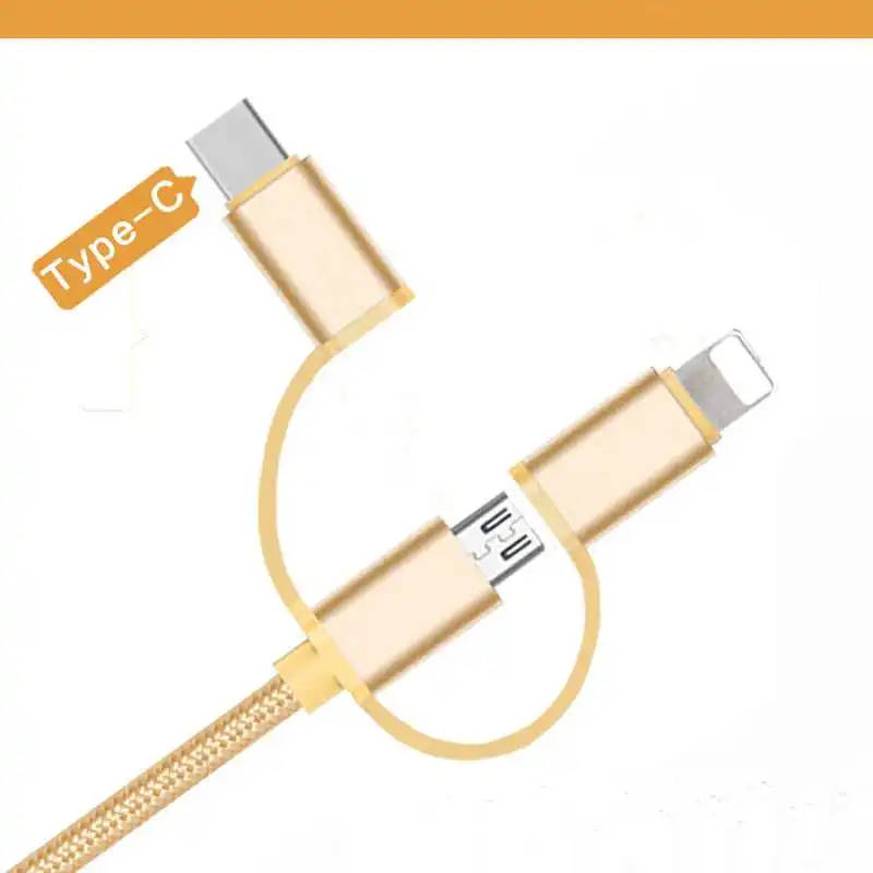 1 м 3 в 1 нейлоновый быстрой зарядки USB кабель для передачи данных для iPhone samsung просо LG планшет Android, телефон USB кабель для зарядки