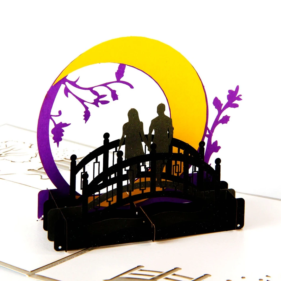 3D выдвижные винтажные открытки ручной работы с лазерной резкой мосты округа