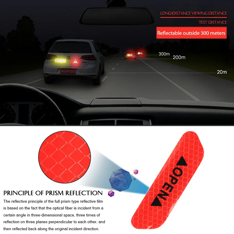 4 шт. универсальные автомобильные ОТКРЫТЫЕ Светоотражающие ленты Предупреждение