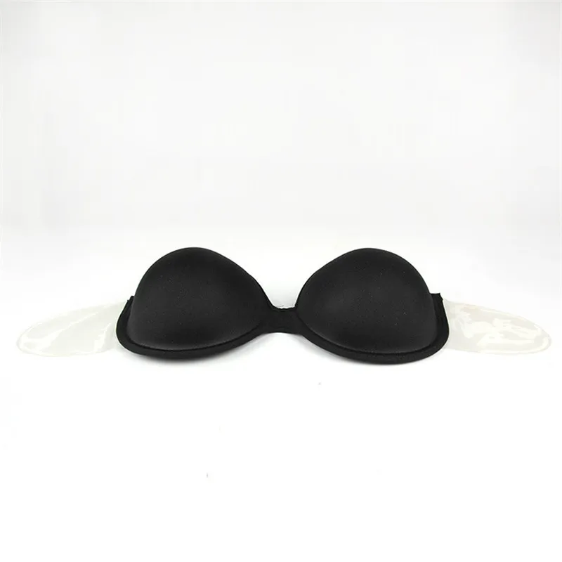 100pcs/Wholesale Bridal Bustier Wireless Invisible Bras Black Backless Strapless Adhesive peas Bra