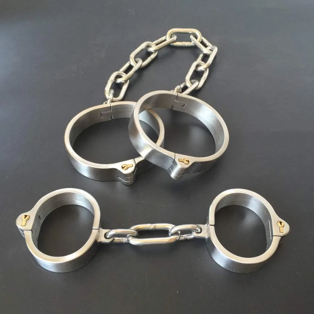 

2Pcs/Set Stainless Steel Hand Ankle Cuffs Metal Bondage Restraints Adult Games Slave BDSM Handcuffs Leg Irons Fetish Sex Toys