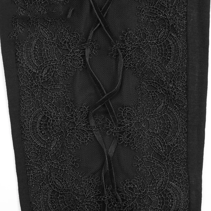 Gothic Mesh Laciness Leggings for Women Steampunk Black High Waist Skinny Close-Fitting Long Pants