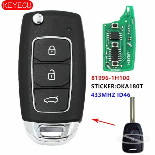 Keyecu Модернизированный 433 МГц ID46 Складной Дистанционный брелок для Kia Ceed 10/2006-07/2009