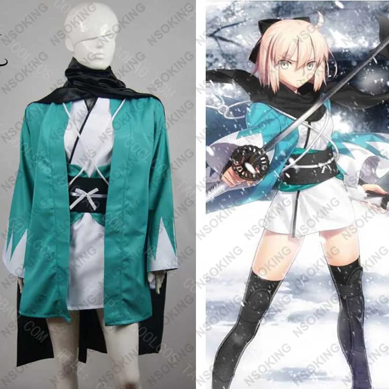 Anime FGO Fate grand order Okita Souji Cosplay Costume kimono Custom-made | Тематическая одежда и униформа