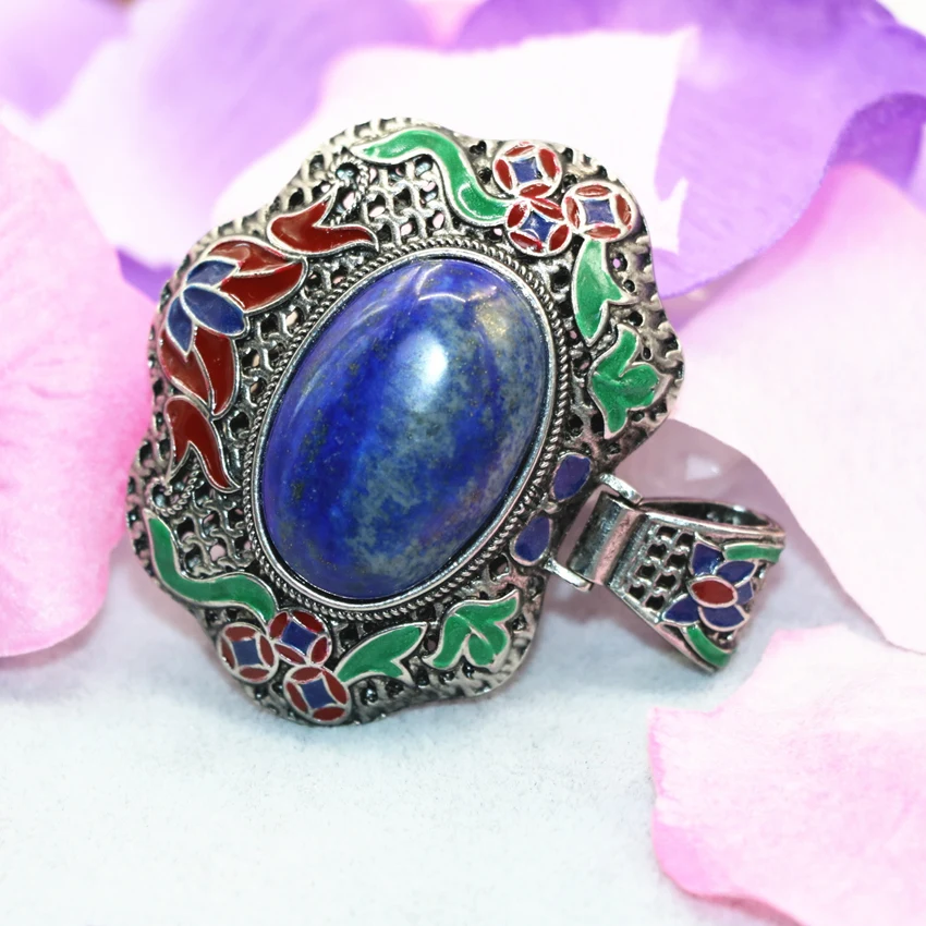 Природный Овальный Лазурит Камень Подвески яйцевидной формы кулон 45*55 мм Эмаль