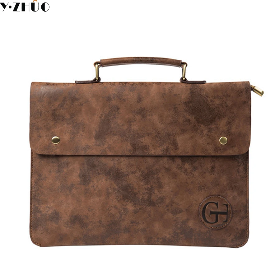 Модные кожаные мужские сумки Tote Винтаж Тонкий кожаный портфель Уникальный
