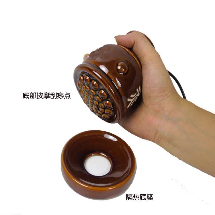 

Electric Heating Ceramic Pot Scrapping Warming Massage Pot Meridian Acupuncture Point Therapy For Arm Leg Body Abdomen Home Use
