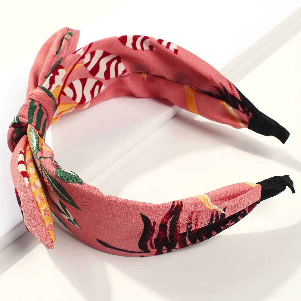 New 1PCS Cloth Cross Bow Hairbands Women Widen Floral Print Bezel Headband Korean Elegant Female Boho Hair Accessories Hoop | Украшения и