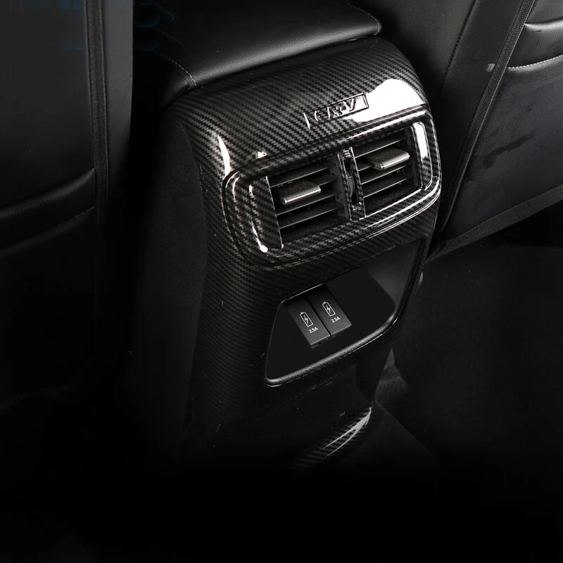 

For Honda CRV CR-V 2017 2018 ABS Matte Carbon Interior Rear Back Armrest Box Air Conditioning Vent Outlet Panel Cover Trim Frame