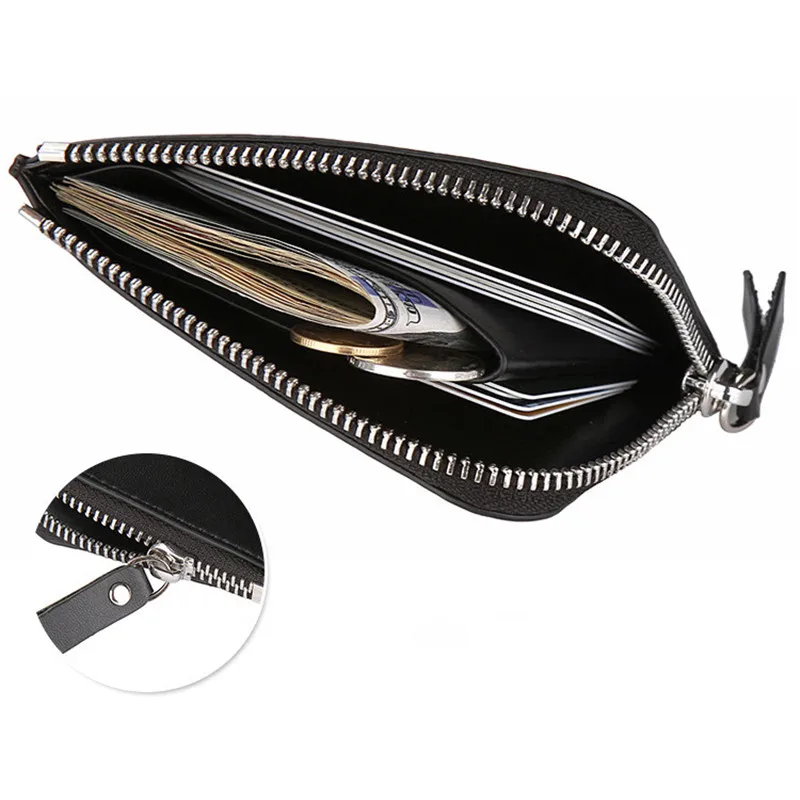 BISI GORO 2019 визитница кожаный черный кофе бедж для мужчин и женщин мода молния