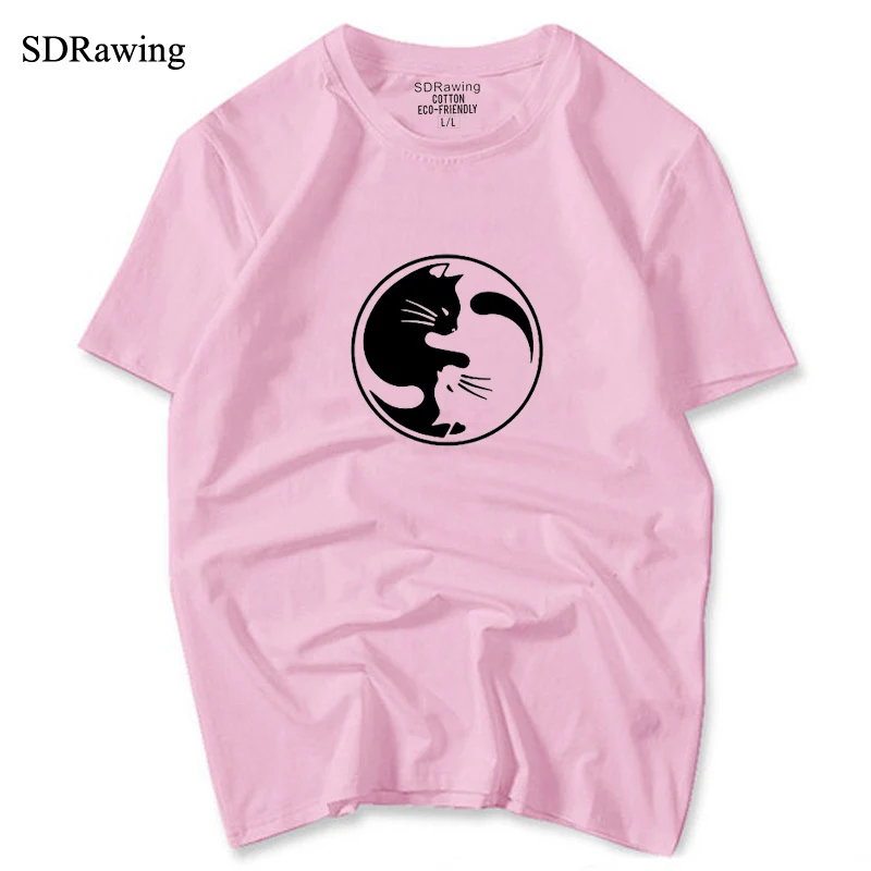 Футболка для влюбленных с изображением кошки Инь-Янь футболки мультяшным