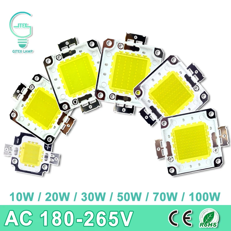LED Lamp Chip 10W 20W 30W 50W 70W 100W DC 10V-32V Integrated chips SMD For Floodlight Spotlight Warm Cold White | Освещение
