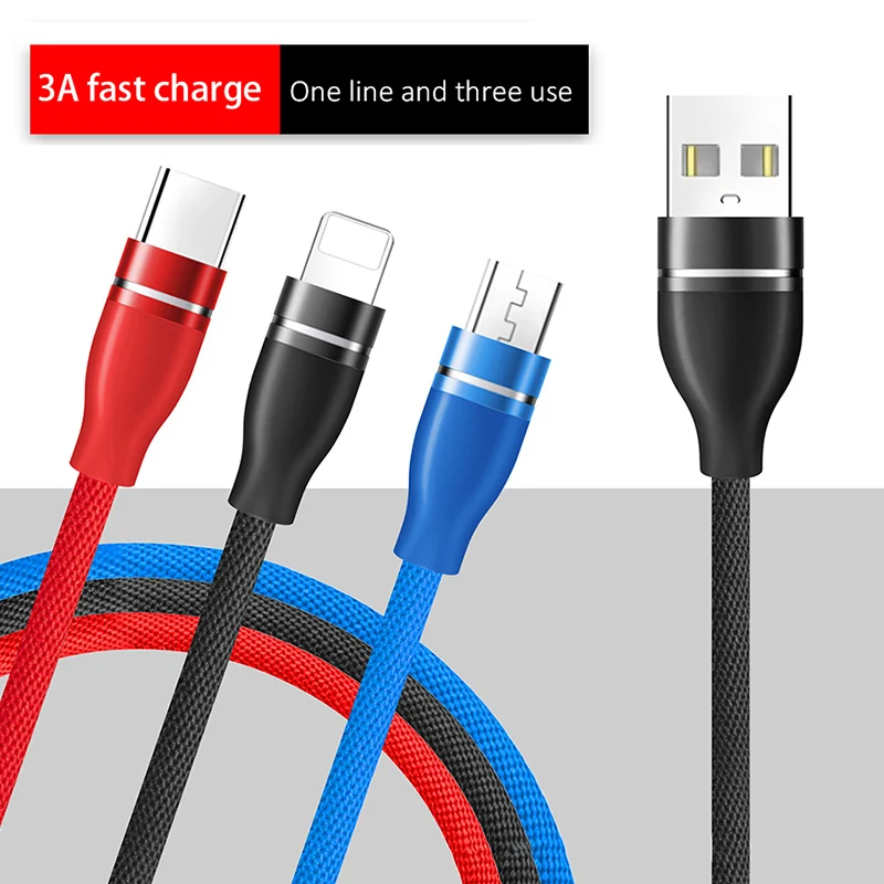 NOHON Универсальный 3 в 1 кабель зарядного устройства для iPhone X 7 8 6 Plus Micro usb type C samsung