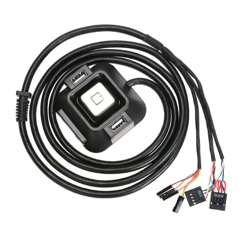 Mini Desk Mount PC Switch Extender Cable Power On/Off Reset Button Switch Extension Cable with Dual USB Port and Audio Plug image 4