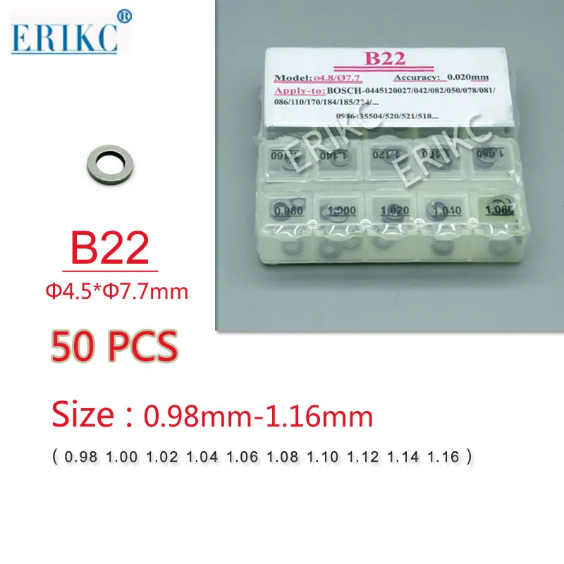 

ERIKC Adjust Shim B22 Common Rail Adjustment Shim, injector Lift Shim Set and Cri Injectors Washer Size: 0.98mm--1.16mm