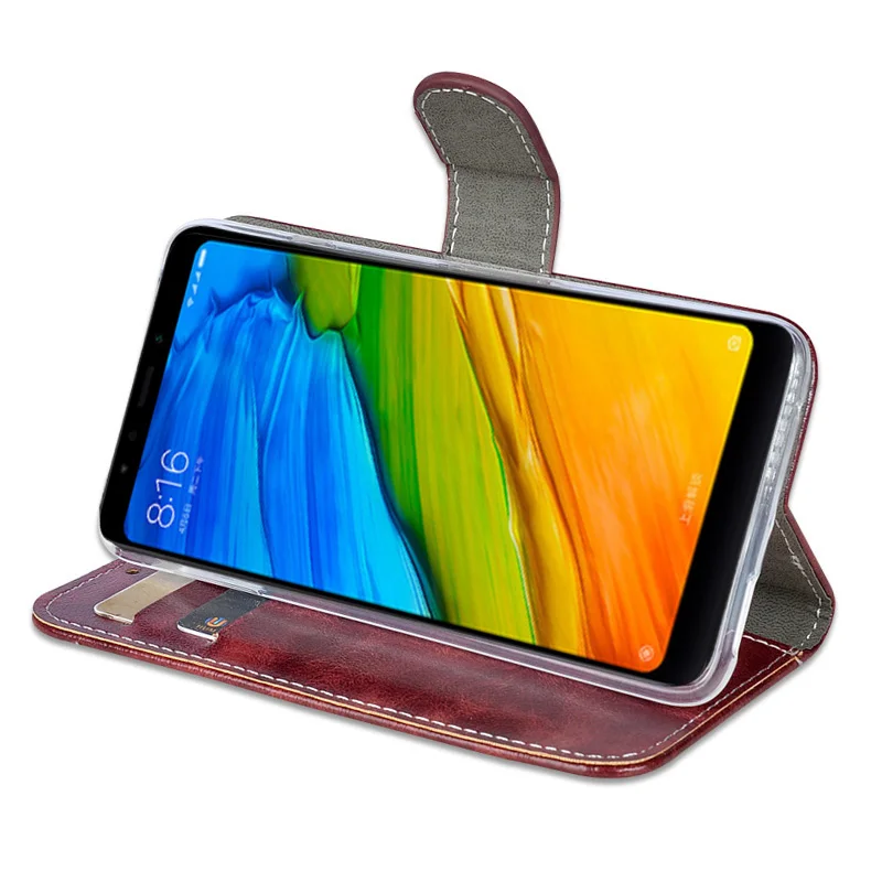 Высокое качество масло воск кожаные чехлы для Hongmi 5 Чехол плюс чехол Flip Book