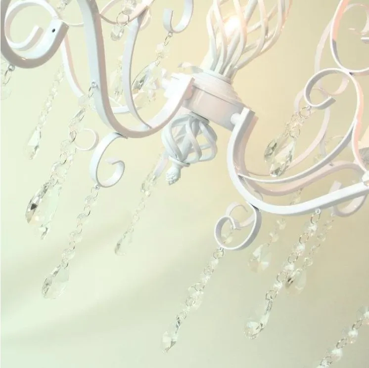 Винтажная хрустальная люстра из кованого железа белый Потолочный светильник