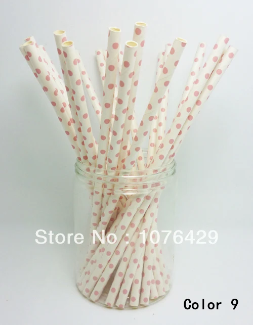 25 шт. бумажные соломинки в белый розовый горошек Питьевая Солома для свадебной