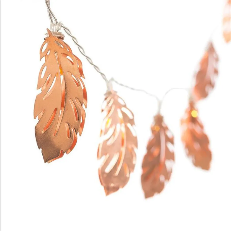 Factory sales Handmade Rose Gold Feather Led String Light Battery Fairy Party Light/ Wedding/Christmas Decoration Drop Sh | Лампы и