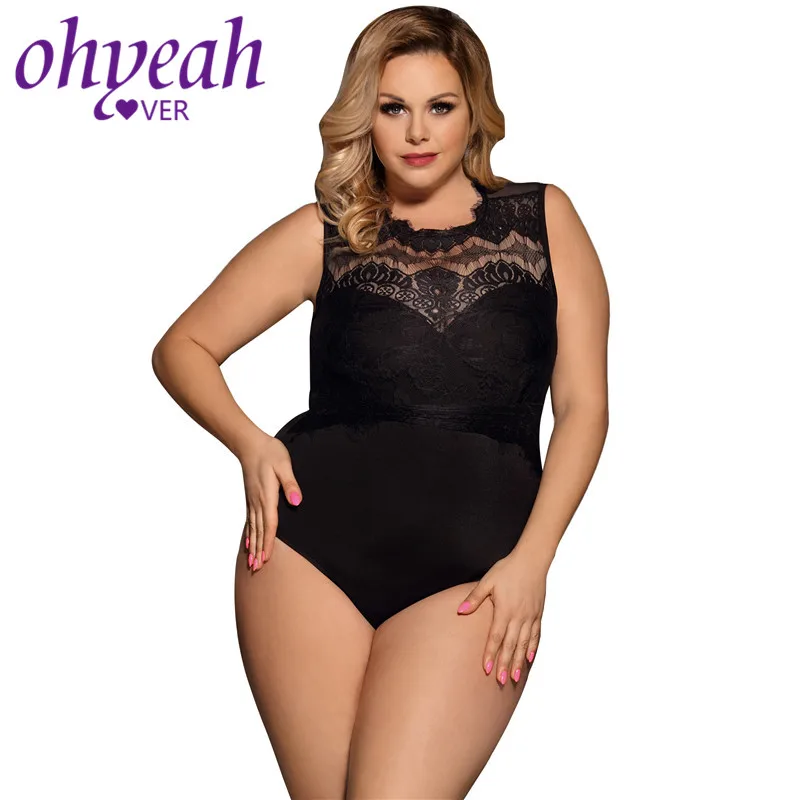 Ohyeahlover боди размера плюс 5XL женские комбинезоны кружевной сексуальный комбинезон