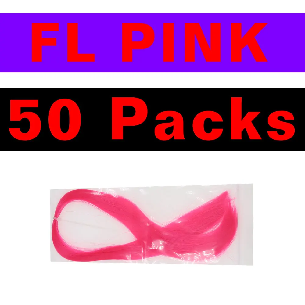 pink 50 packs Bimoo 50 пакетов синтетический волоконный стример для мягкого изготовления приманки Sabiki Fly Jigs крючки рыболовный крючок Бактейл материал для рыбалки - Цвет: pink 50 packs