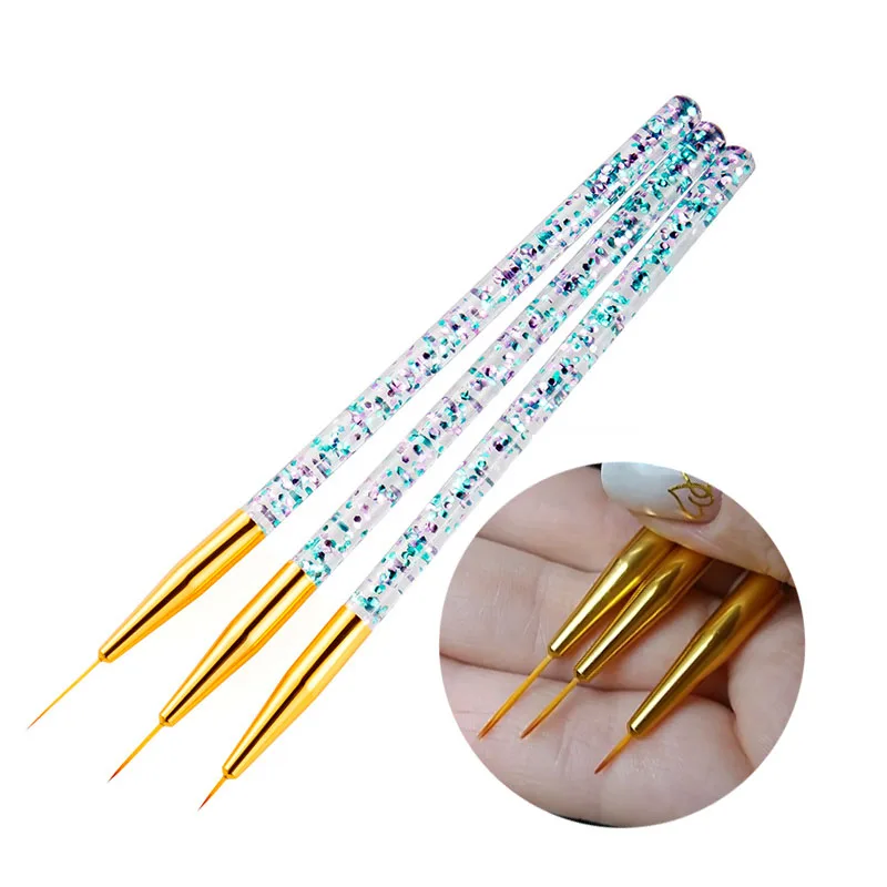 

Золотой Серебряный ноготь искусство, цветочный дизайн, лайнер, французские линии, полосатая кисть, живопись, рисунок карандаш для маникюра, ...