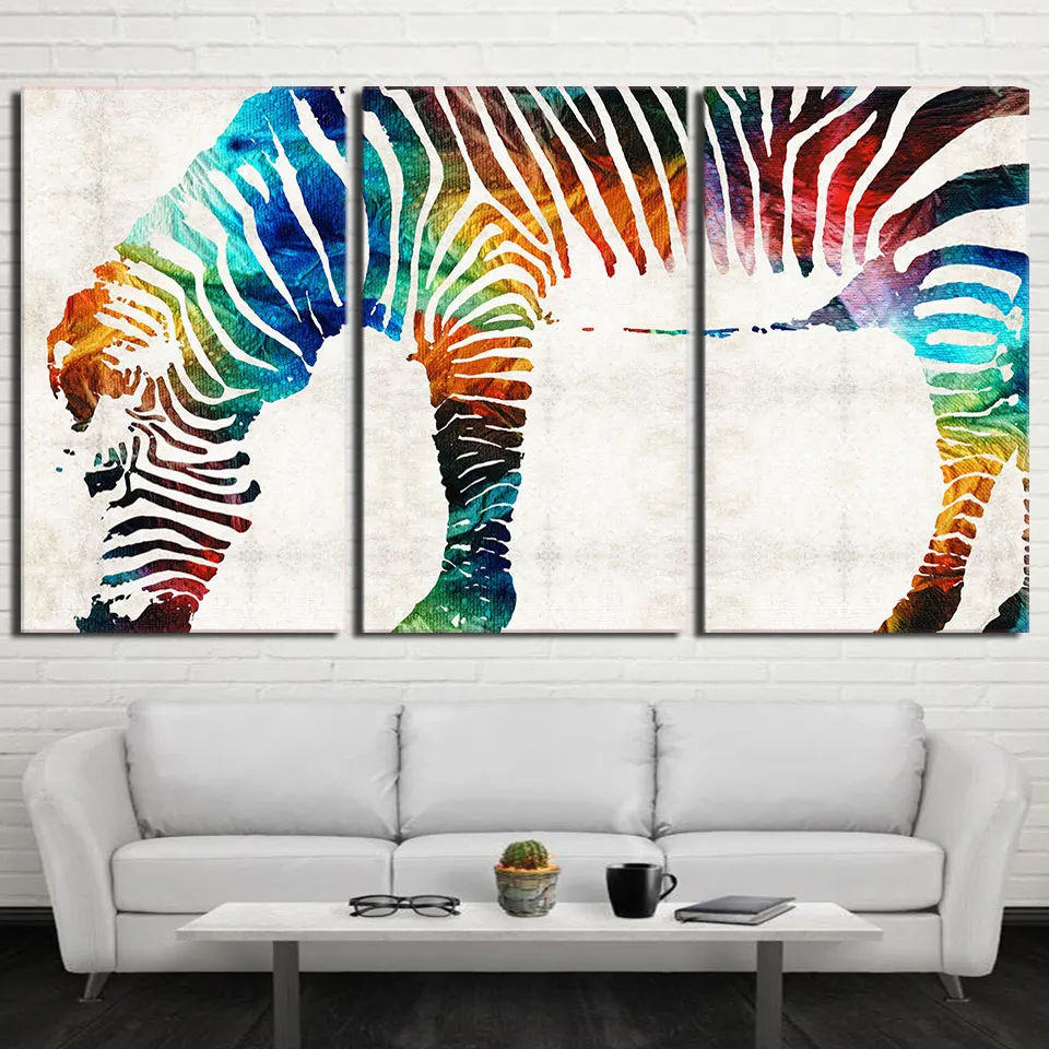 3 шт. HD Художественная печать на холсте стример цвет Зебра современная картина