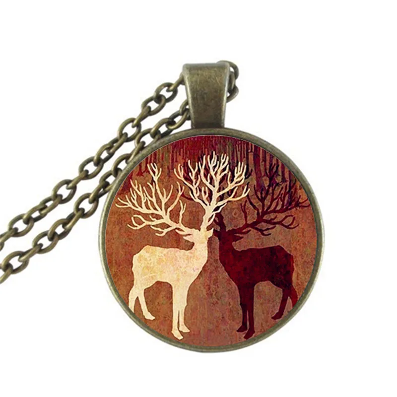 Новинка 2017 модное ожерелье с подвеской в виде оленя круглые стеклянные украшения