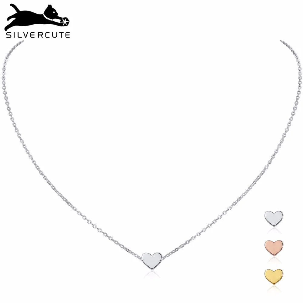 SILVERCUTE 925 пробы серебро Крошечный Сердце Цепочки и ожерелья для Для женщин