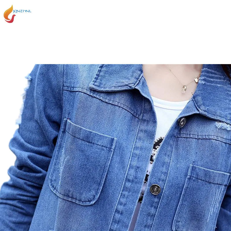 Женская джинсовая куртка средней длины повседневная Однорядная Свободная из