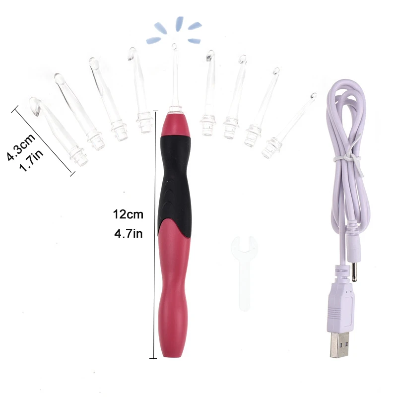 Набор светодиодных вязальных крючков 9 сменных головок светильник чехлом и