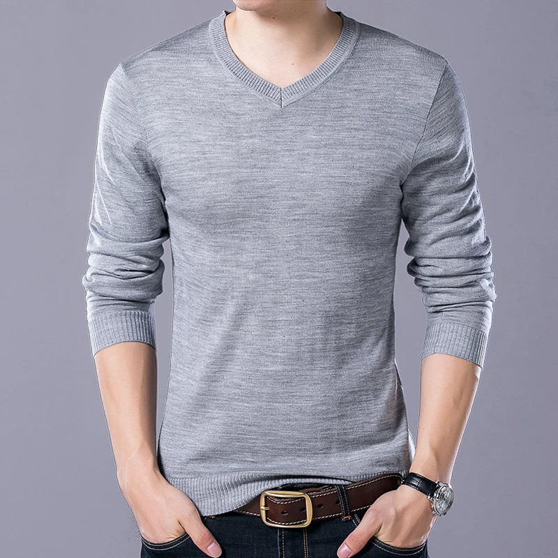 CYSINCOS мужской осенний тонкий шерстяной свитер офисный Однотонный с длинным