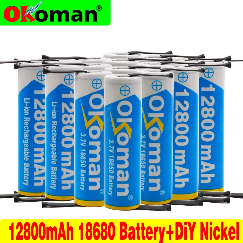 Okoman абсолютно новый оригинальный 18650 3 7 V 12800mAh перезаряжаемый литиевый