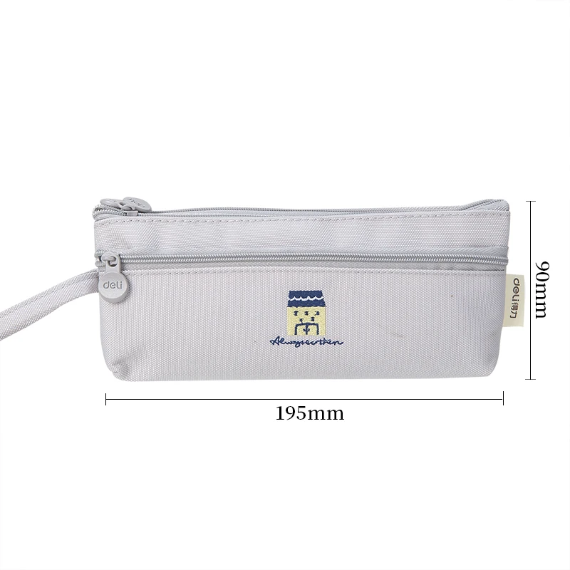 

DELI Canvas Pencil Bags 3 Layers Pencil Bag Exquisite Embroidery Portable Pencil Cases Stationery Box School and Office Supplies