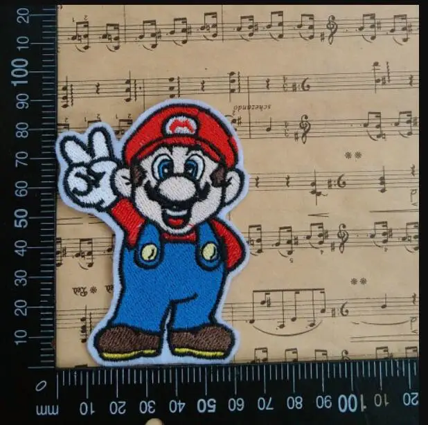 Mario mart персиковый Утюг на заплатках гриб капитан игры фильм одежда с ТВ-героями вышитые DIY Аппликация оптом - Цвет: Антикварный цинк