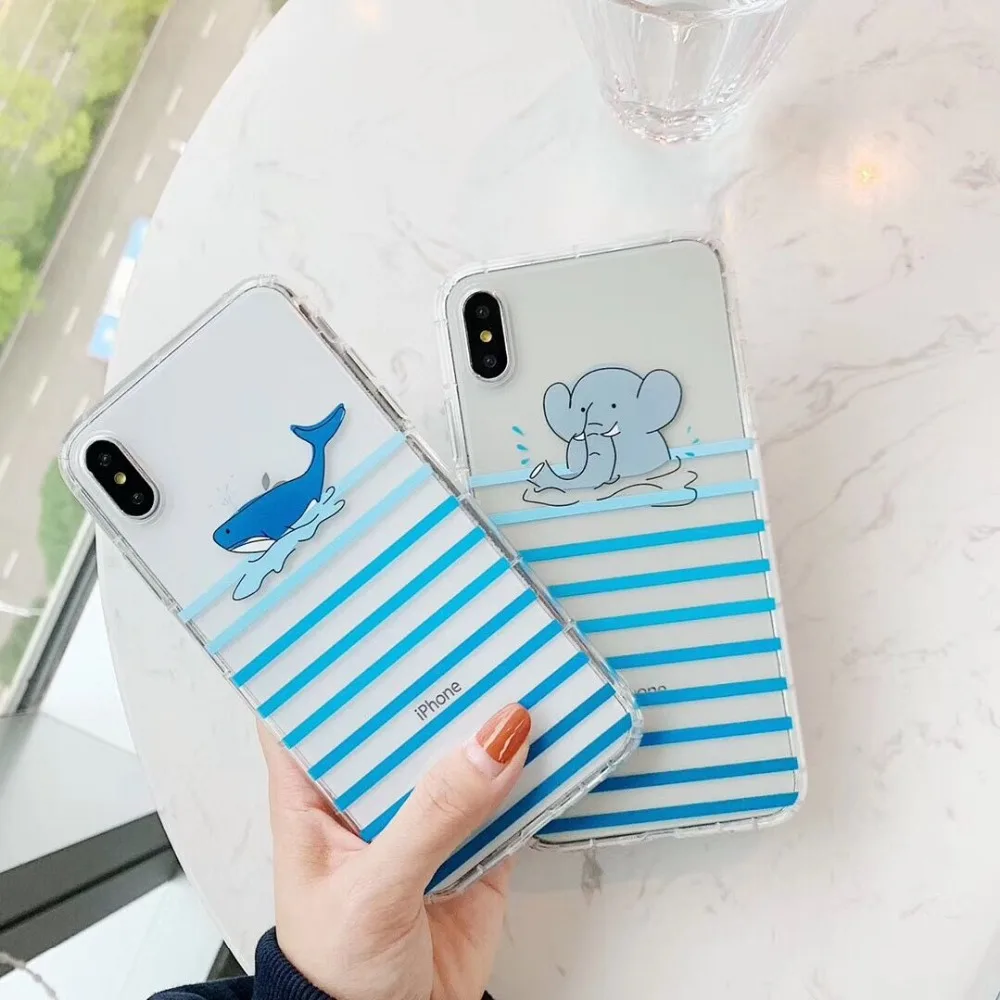 HUANQING мультфильм милый КИТ сотовый телефон чехол для iPhone 6 6S 7 7Plus 8 8Plus XR XS Max