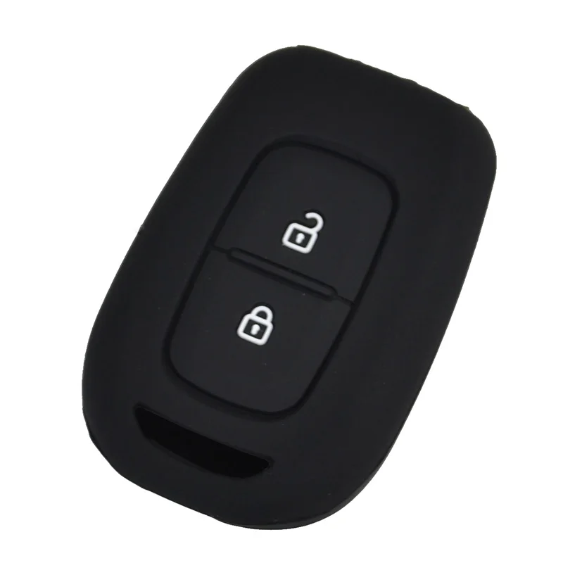BLACK 2 кнопки силиконовый дистанционный Брелок чехол Чехол подходит для Renault Duster Sandero Kwid Logan Clio Captur Laguna Scenic Master - Название цвета: BLACK