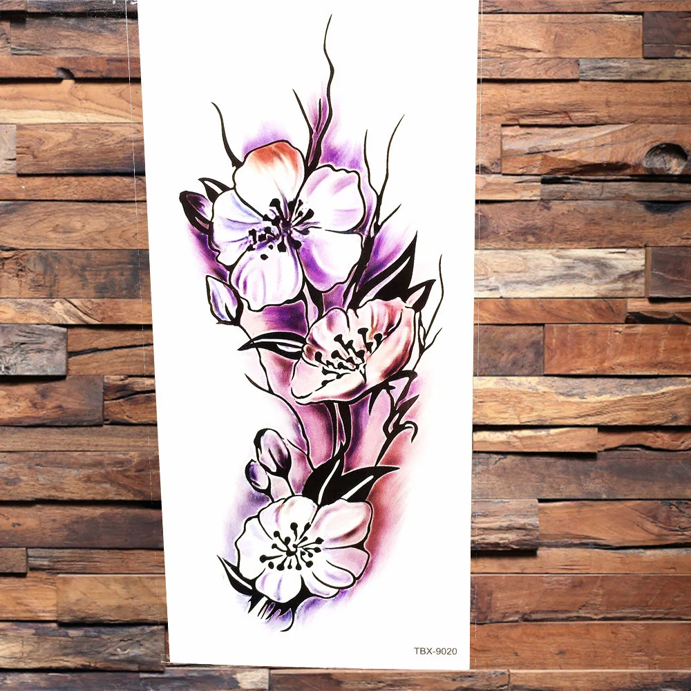 Sexy Lily Sweatpea Large Flower Temporary Tattoo Stickers For Women Body Art Arm Girl Waterproof Butterfly Fake Sleeve | Красота и