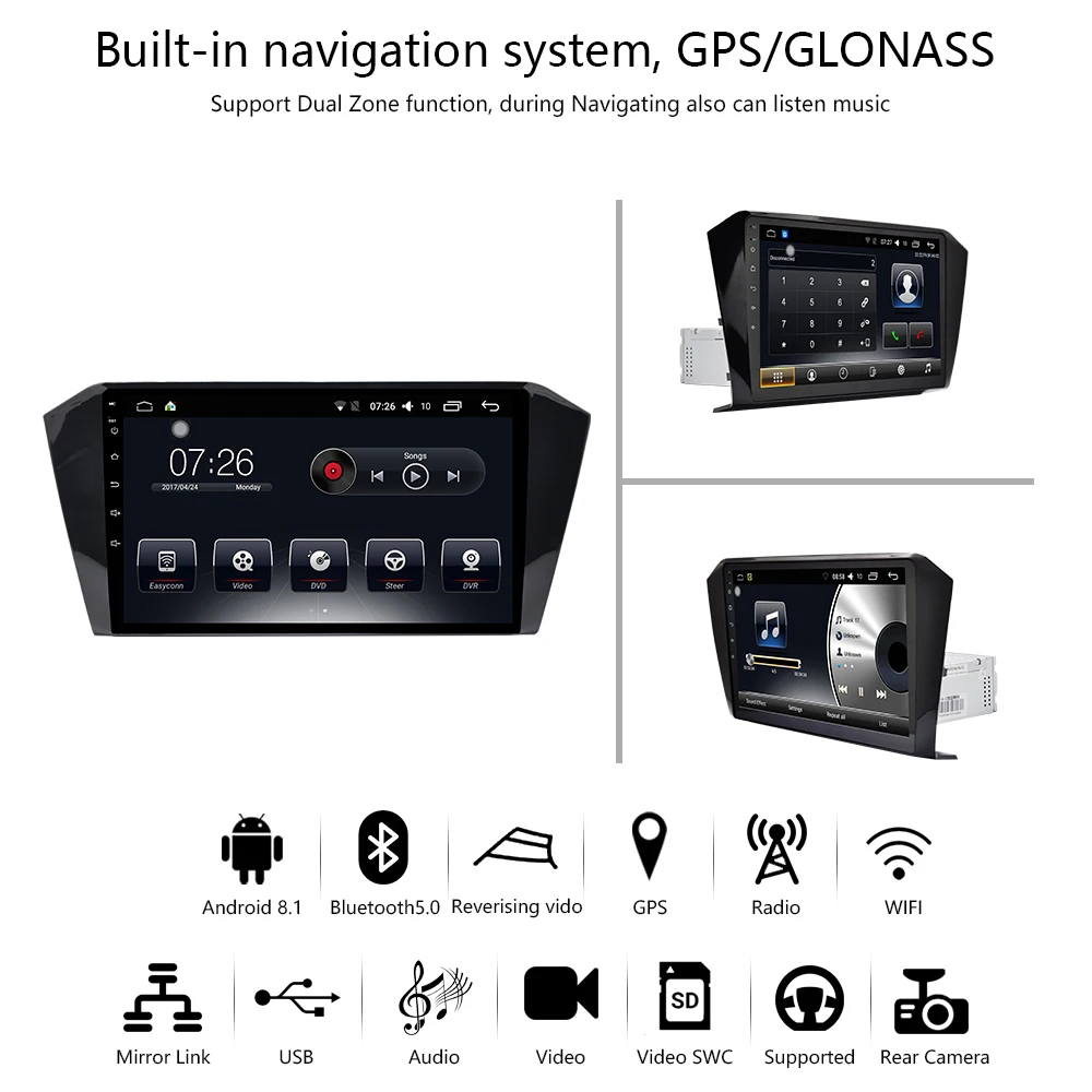 Автомобильный мультимедийный плеер 1 Din Android 8 автомобильный DVD-плеер для VW/Volkswagen