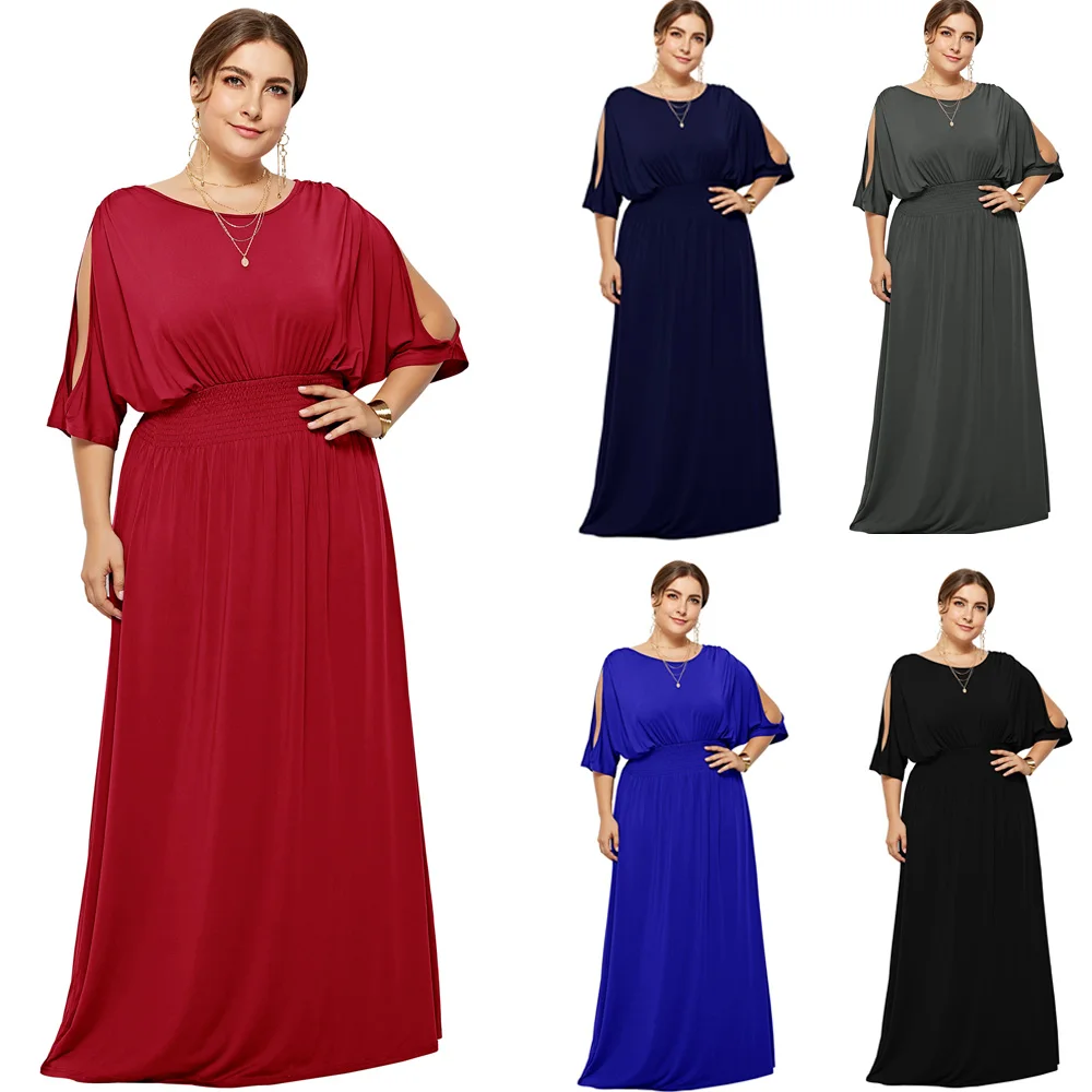 【Clearance】 плюс размер рукав &quotлетучая мышь&quot эластичное вечернее платье Vestido Robe de