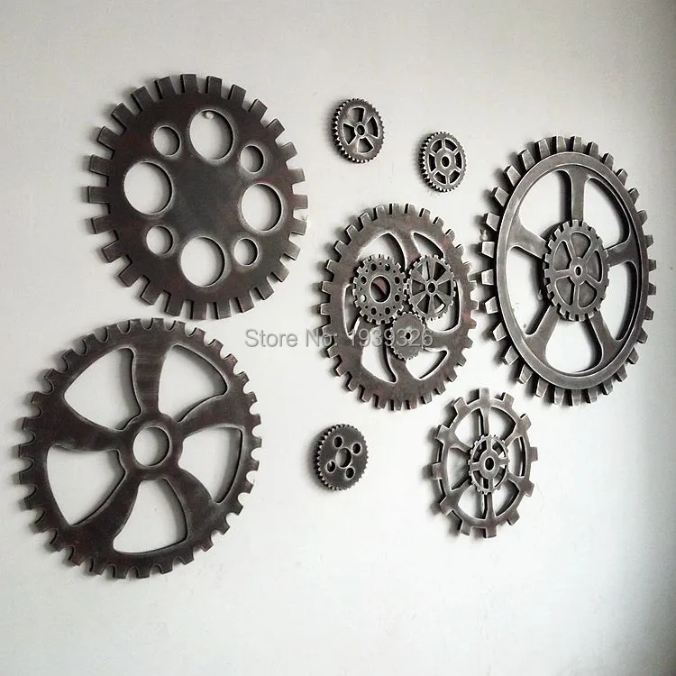 Ретро старинный промышленный Стиль Имитация металла деревянная Шестерня бар