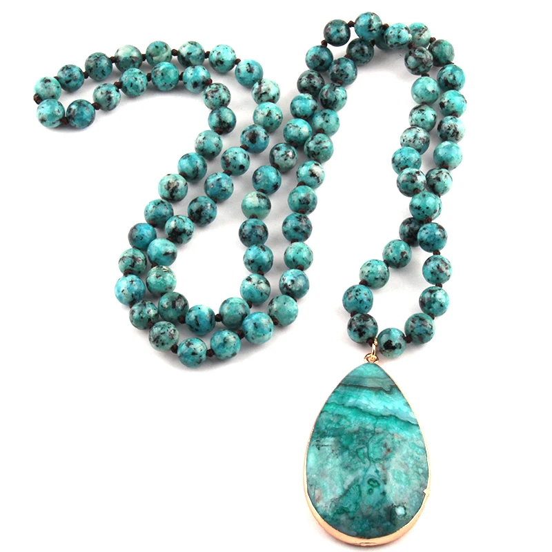 Free Shipping Bohemian Jewelry Fashion Stone Knotted Natural Pendant Necklaces For Women | Украшения и аксессуары