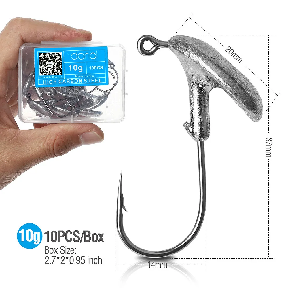 DONQL 10 шт./компл. колючей Lead Jig Head рыболовный крючок стакан рыболовный крючок 3,5g 5g 7g 10g 14g для Мягкая приманка для карпа на рыбалку рыболовных крючков - Цвет: 10pcs 10g